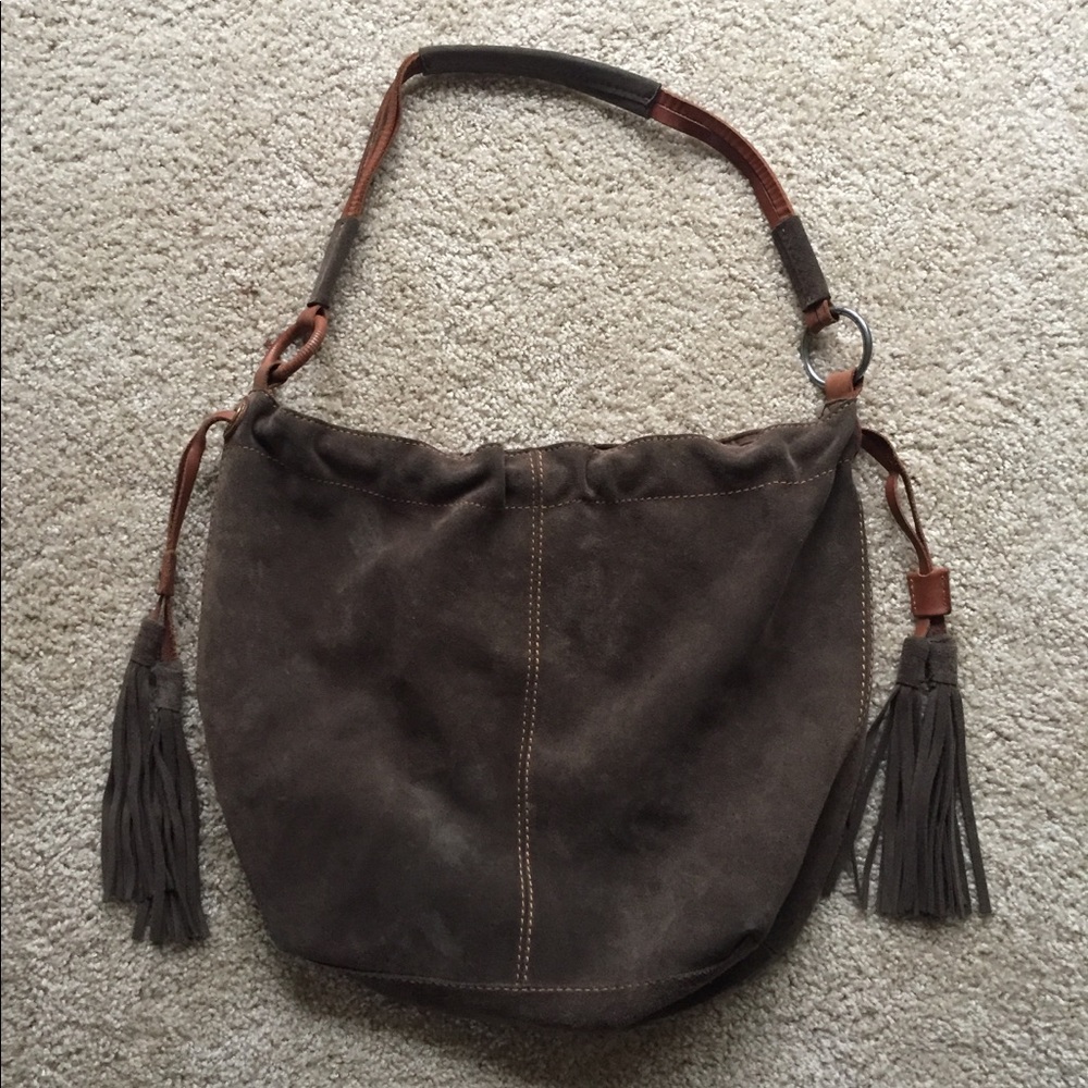 Lucky Brand Suede Drawstring Hobo Bag
